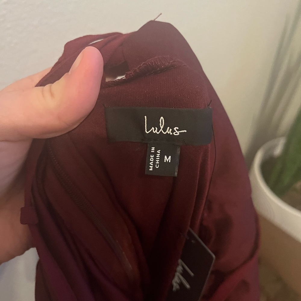 NWT Lulus Event Ready Burgundy Backless Lace-Up Maxi Dress Evening Formal MD - Picture 10 of 10